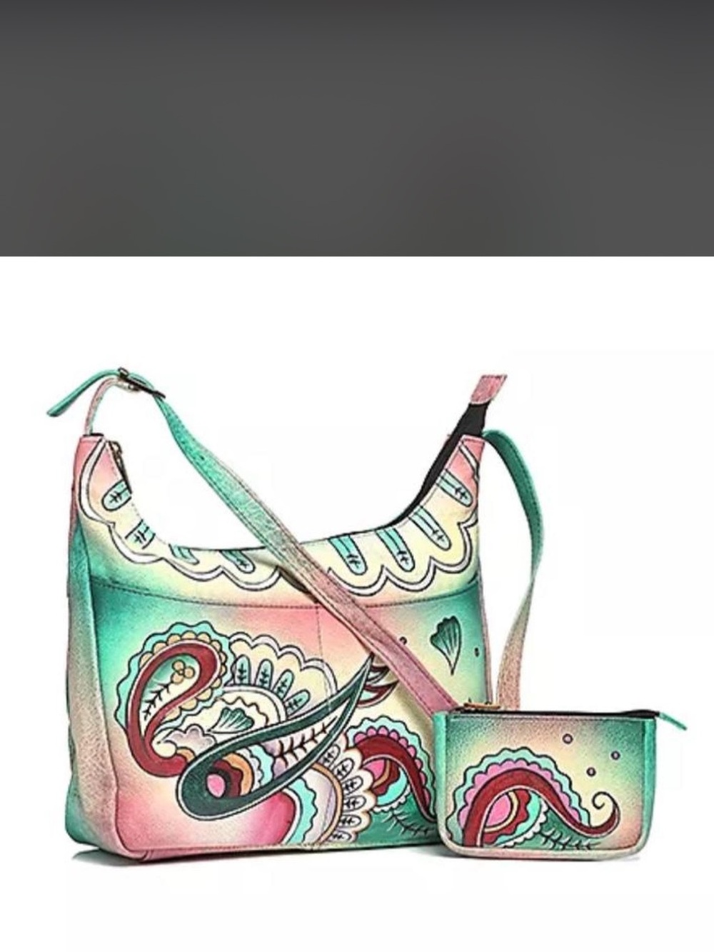 Anuschka Paisley Crossbody Shoulder hobo bag